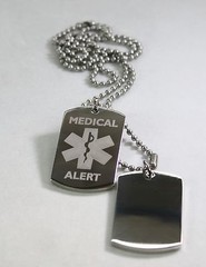 STAINLESS STEEL MEDICAL ALERT MILITARY STYLE DOG TAGS FREE ENGRAVING