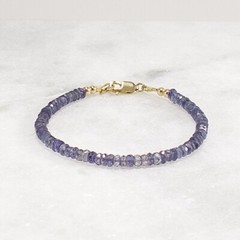 3–3.5mm Iolite Bracelet, Faceted Rondelle, 14k Gold Filled
