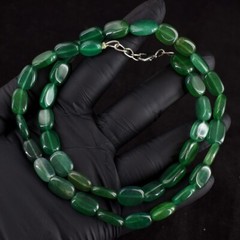 189.00 Cts Most Brilliant Green Onyx Beaded Best Necklace Jewelry RK 47 E697