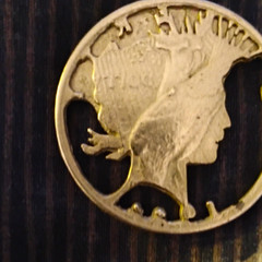 Silver Tone Metal Round Coin Pendant Charm w/ Bail, Engraved, No Stone
