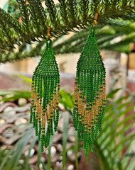 Tribal Earrings Native Large Boho American Seed Beads Handmade Earring