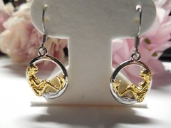 Layered Sterling Over Pewter Mermaid in Circle Two Tone Drop Earrings