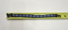 Hollister Blue Red Striped Beaded Charm Fabric Bracelet Button Closure Adj 8”