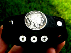 Customize cuff bracelet Bison leather wristband authentic Buffalo Indian Coin