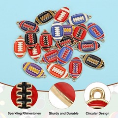 20 Pcs Football Charm for Jewelry Pendant for Sports, Red Tone Black
