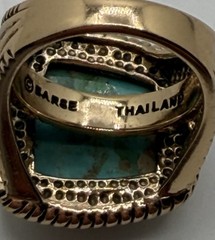 Barse Roped Square Blue Turquoise Bronze Statement Ring Size 10