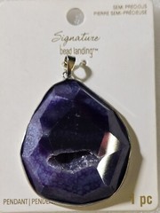 Signature Bead Landing Semi Precious Chunky Faceted Purple Stone Cab Pendant NWT