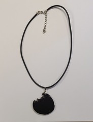 Black Obsidian Pendant Polished Slice Slab On 18in Black Cord Necklace