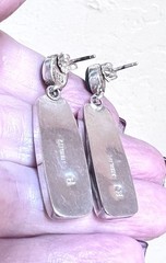 BEAUTIFUL Artisan Sterling Silver Golden Bronze Wood Jasper & Agate Earrings