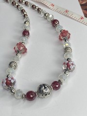 Artisan Handcrafted Art Deco Lampwork Glass Jewelry Necklace Mean Girlz #17 Pink