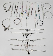 Handmade Anklets And Bracelets Beads And Colorful Stones Lot Of 22