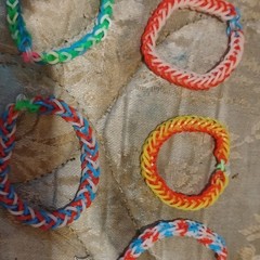 Multicolor Rubber Braided Wrap Bracelet Adjustable Tie Closure Unisex Adults