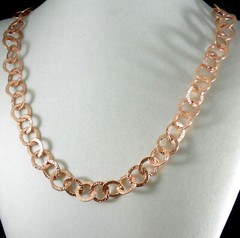 Textured Solid Bright Copper 15mm Round Link Chain Necklace 36″ Toggle Clasp