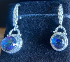 Sarda,Bali Made,”Odyssey Universe”Mystic Quartz & Sterling Earrings