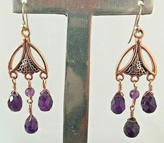 Genuine Amethyst water-drop & Copper BARSE Earrings, MSRP $65