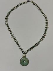 OOAK Handmade Genuine Turquoise Aventurine Pendant Necklace Shell Sterling