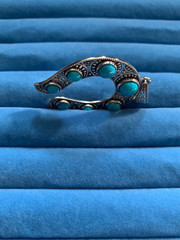 Artisan Crafted Blue Ridge Turquoise Horseshoe Pendant in Sterling Silver – 6.0c