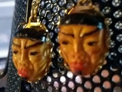 MaryBee Jewelry: Gold Tone Asian Mask Pierced Earrings 07-07-2021