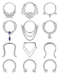 YADOCA 12Pcs 16G Surgical Steel Dangle Septum Piercing Jewelry for Women: Sep…