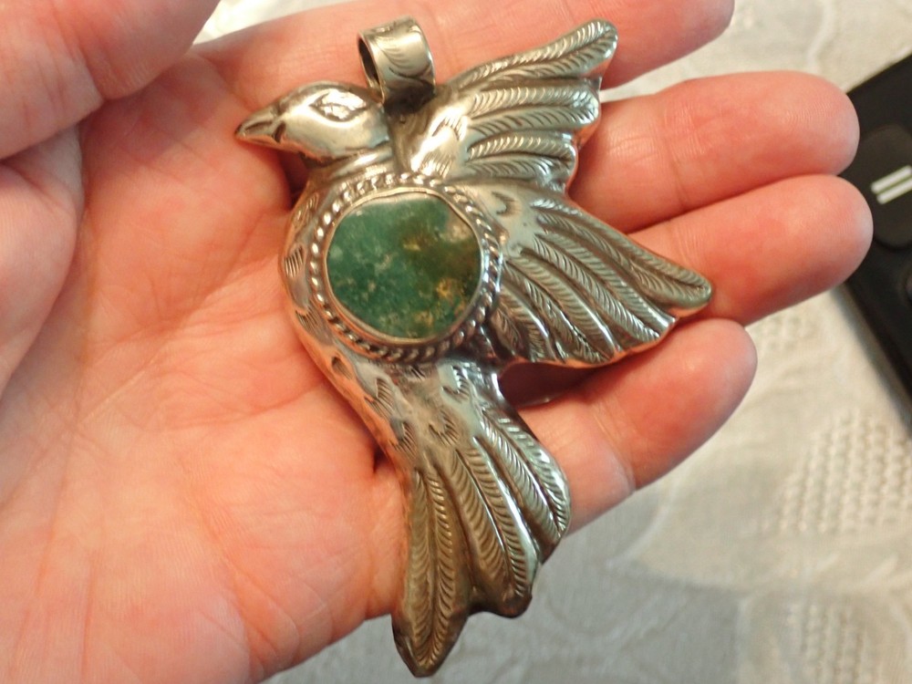 Peace Dove Turquoise in Repousse Tibetan silver