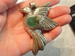 Peace Dove Turquoise in Repousse Tibetan silver