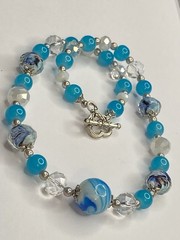 Artisan Handcrafted Art Deco Lampwork Breakfast at Tiffany?s Blue Necklace #8