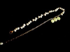 white green coin oval freshwater pearl chain choker neckace «Game changer»