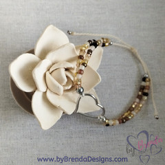 Handcrafted Beaded Adjustable Bracelet with Connector; handmade jewelry