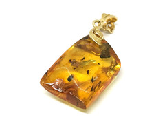 Amber Pendant 4 Insects Natural Baltic Fossil Inclusion Silver 925 Gold 5,9g2179