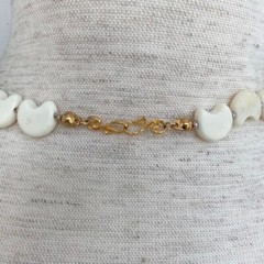 Hand Beaded Y Statement Bib Collar Necklace Boho 22″ Natural Stone Dyed Howlite