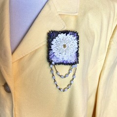 Handmade Upcycled Mixed Media Flower Brooch