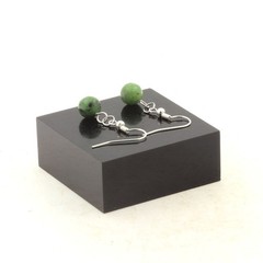 stones And Minerals. Earrings 1 Epidote Pearl From Australia 8 Mm In Steel