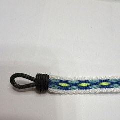 Hollister White Blue Yellow Friendship Bracelet Button Closure Adjustable 8″
