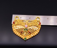 22K GOLD FILIGREE WORK ENAMEL CUBIC ZIRCON STONE PENDANT TRADITIONAL NECKLACE