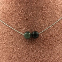 stones And Minerals. Necklace 2 Seraphinite Pearls From Russia 8 Mm Steel Chain