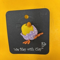 1” handcrafted miniature chick In Purple Polka Dot Egg 🥚 figurine Pin