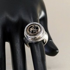 Size 7, Vtg Two Tone Sterling 925 Silver Handmade Statement Flower Ring, Signed