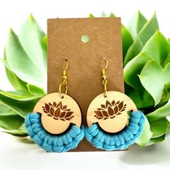 Handmade Boho Macrame Hook Earrings-2 1/4″