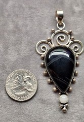 New Banded Black Onyx Moonstone Set 925 Silver Boho Unique Pendant Earrings