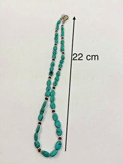 Handmade Turquoise Necklace W Pearl Ruby Red Accents 925 Sterling Silver Clasp