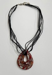 Artisan Murano Style Lampwork Glass Pendant Necklace Handmade Jewelry 16 – 18 in