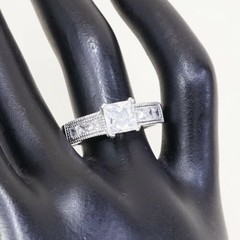 Sz 9.75, Vtg Sterling Silver Fashion Ring, 925 Silver Engagement Ring W/ Cz