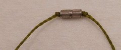 Vintage Boho BeadedCordNecklace W/ Metal Scroll Design Drops&Unikite,Glass Beads