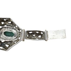 Vintage Filigree Bracelet Aventurine Cabs Ethnographic White Metal – Asia / ME