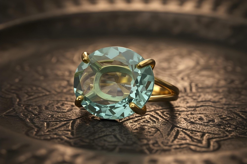Blue Topaz Ring Anemone Jewelry 18k Gold Filled Oval Cut Cocktail Ring