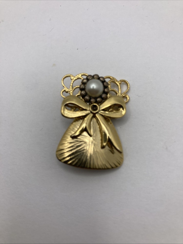 Handcrafted Christmas Bow Angel Pin Brooch Angels By Linda Rys