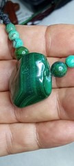 Malachite Natural Stone Hand Braided Adjustable Necklace and Malachite beads