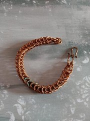 Vintage bracelet pure copper metal chainmail artisan handmade link 8″