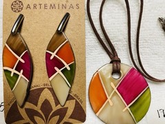 Brazilian Handcrafted Rainbow Abstract Necklace Set(best price then other sites)