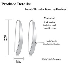 Surgical Stainless Steel Bar Earrings for Women – Long Thread Dangle Earrings…